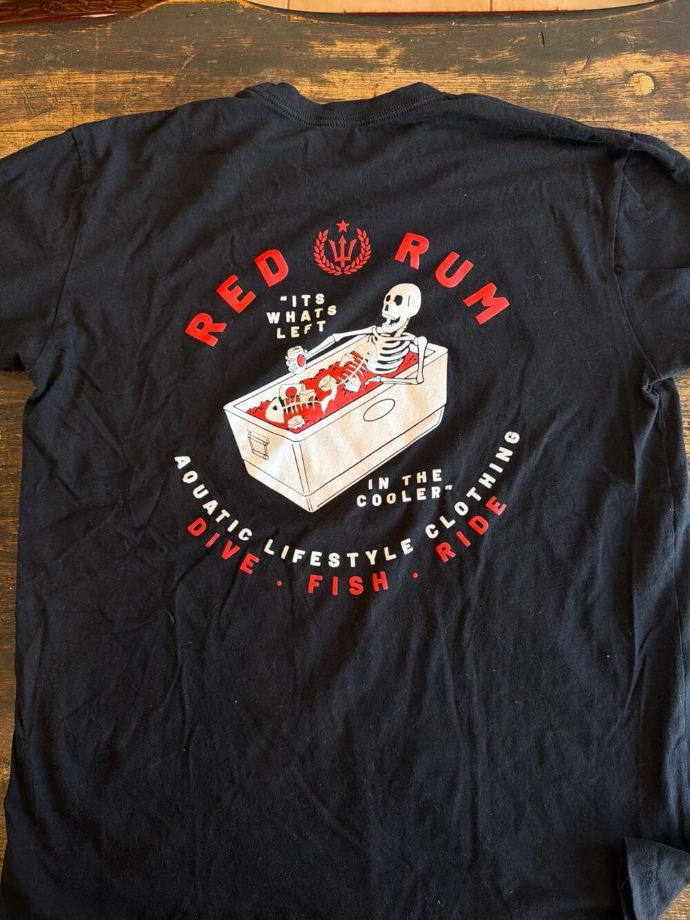 Red Rum Aquatic Lifestyle 'Its Whats Left in the Cooler' Skeleton Graphic T-Shir